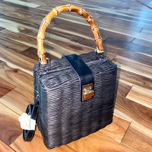 Small black wicker purse